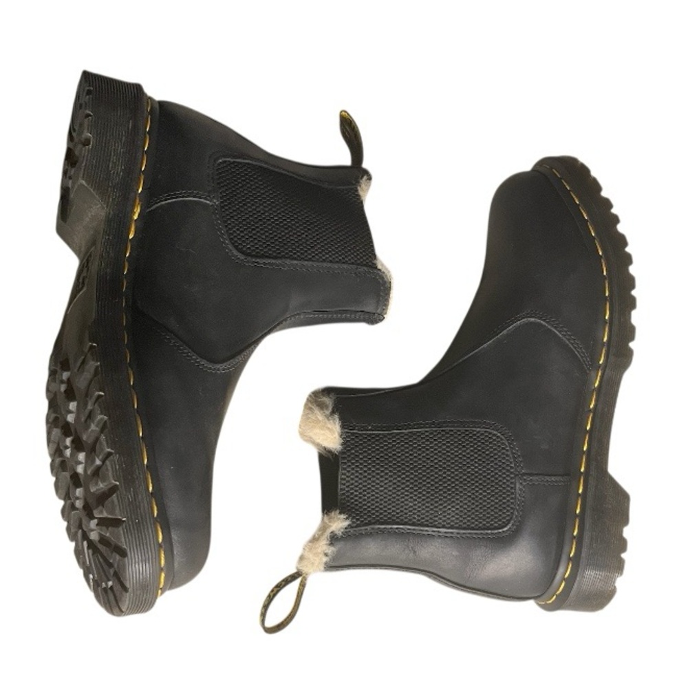 Black Faux Fur-Lined Chelsea Boots - Women's - Picture 7 of 8